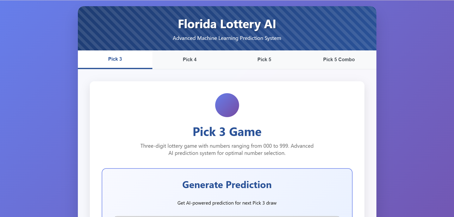Florida lottery prediction app training ML models on historical draws